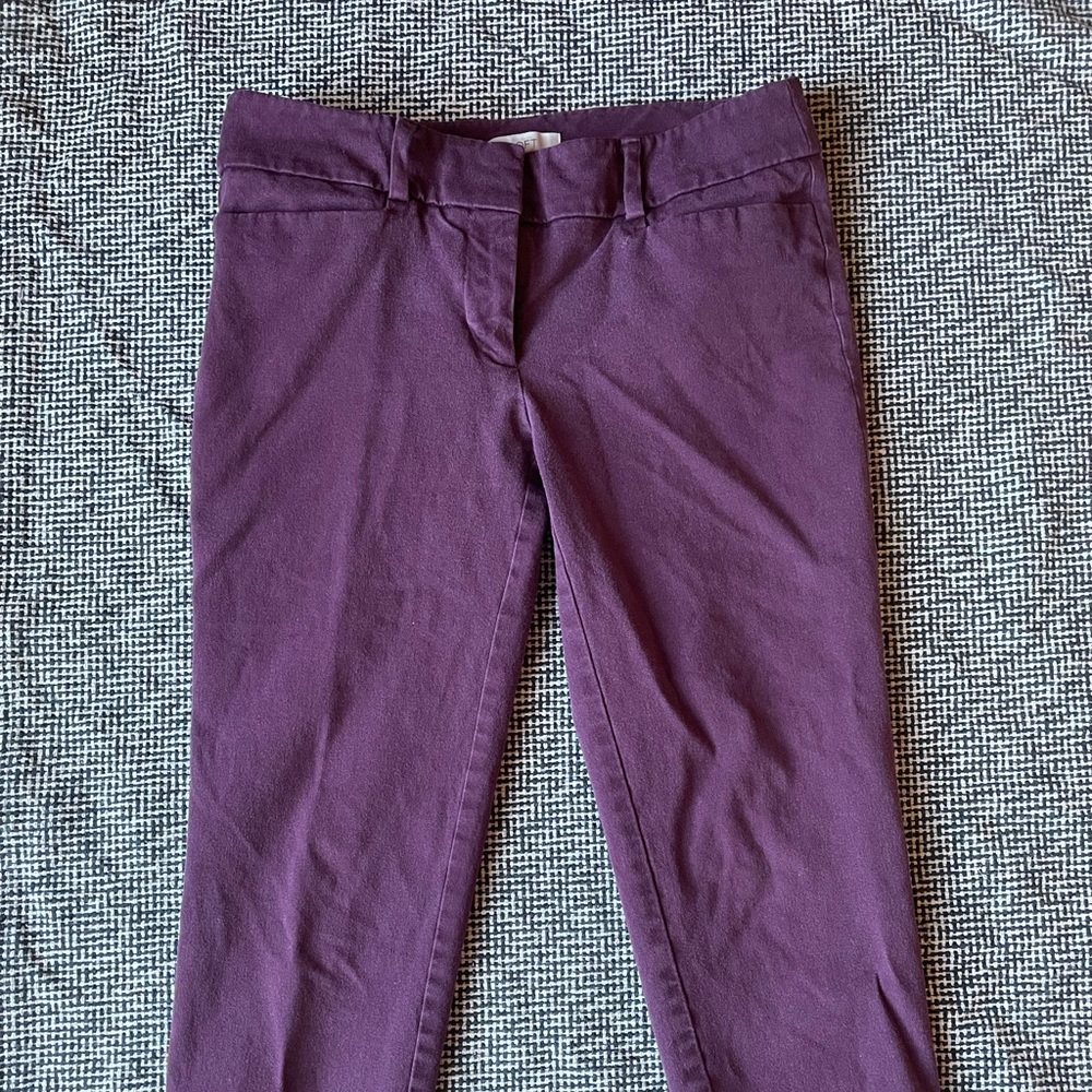 Ann Taylor LOFT burgundy straight leg ankle trousers pants